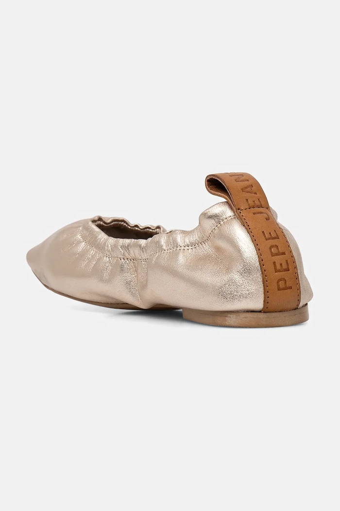 Obuv Kožené balerínky Pepe Jeans POPPY LOGO PLS10429 zlatá