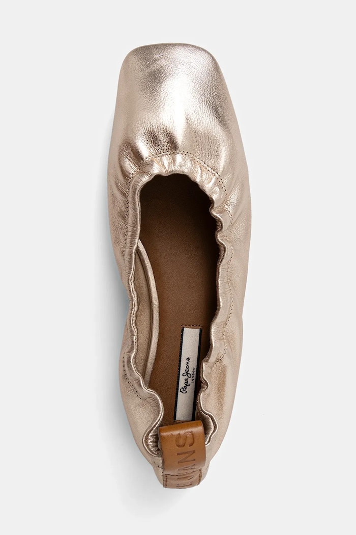 Kožené balerínky Pepe Jeans POPPY LOGO zlatá PLS10429