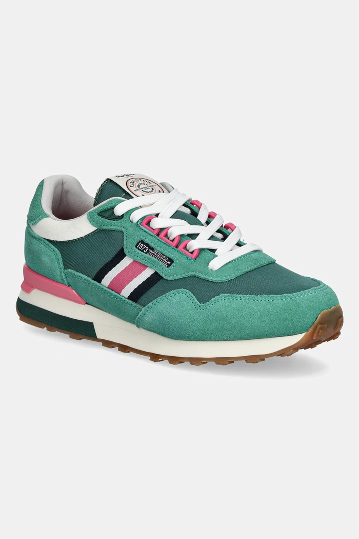 Sneakers Pepe Jeans KINGSTON HERITAGE W δέρμα σαμουά πράσινο PLS40033