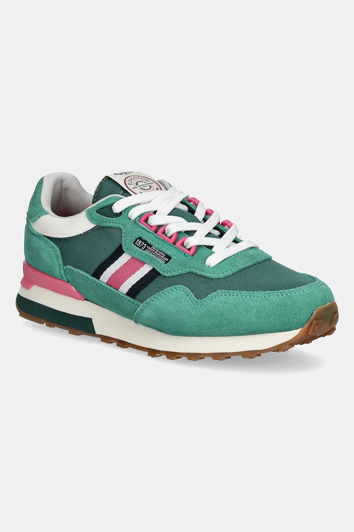 Sneakers Pepe Jeans KINGSTON HERITAGE W δέρμα σαμουά πράσινο PLS40033