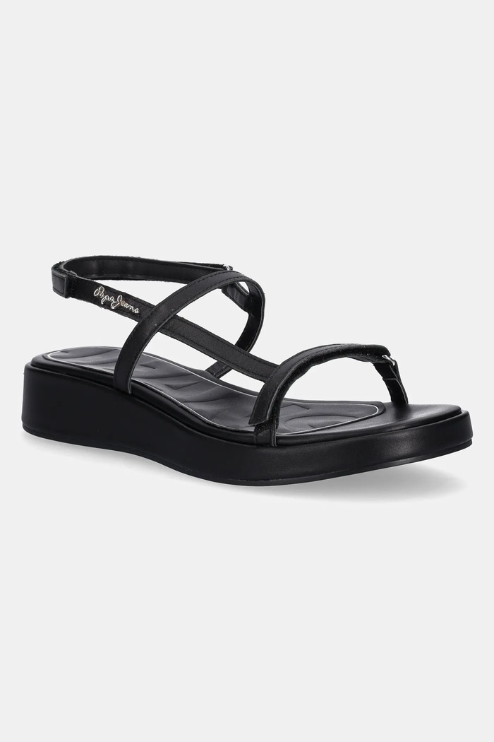 Kožené sandály Pepe Jeans HARU MIX přírodní kůže černá PLS90677