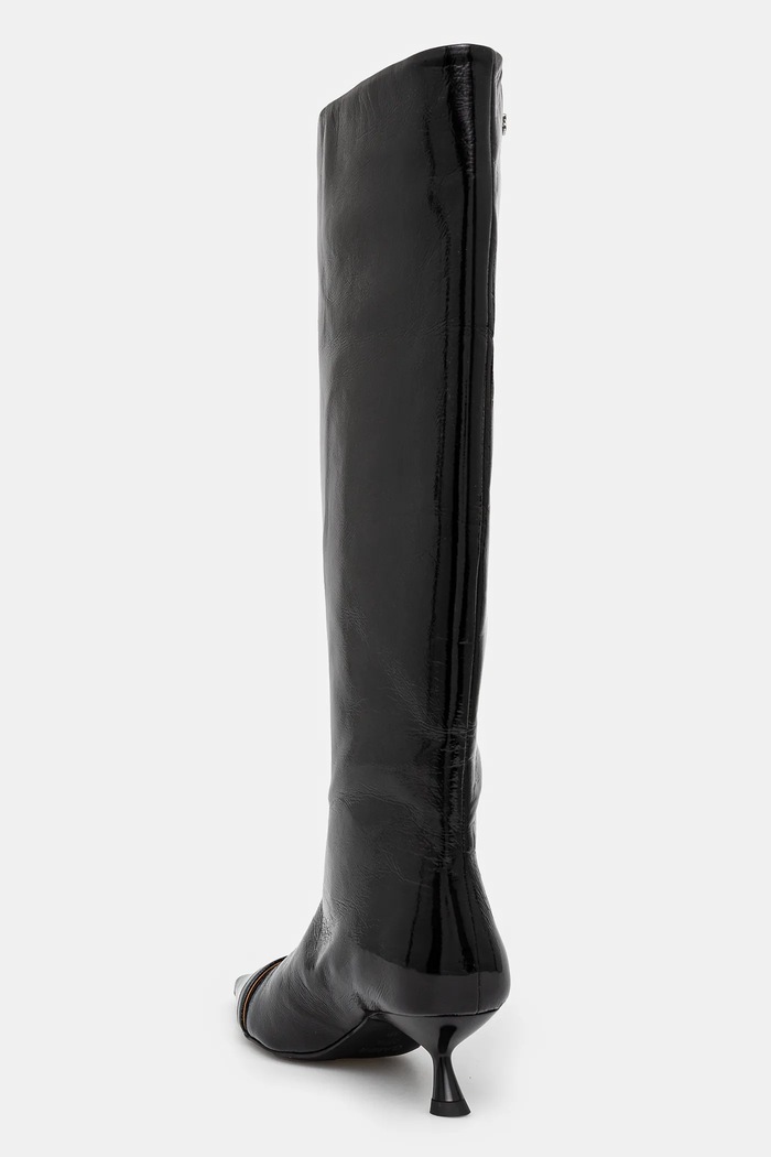 Obuwie GANNI kozaki Eyelets Slouchy High Shaft Boot Naplack S2835 czarny