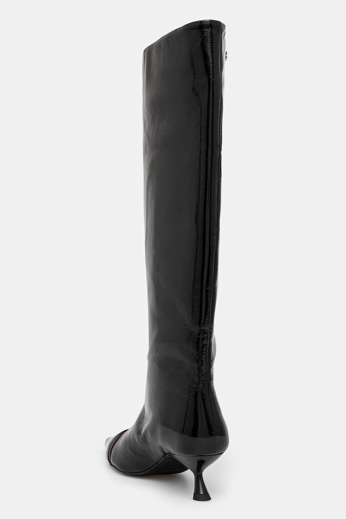 Obuwie GANNI kozaki Eyelets Slouchy High Shaft Boot Naplack S2835 czarny
