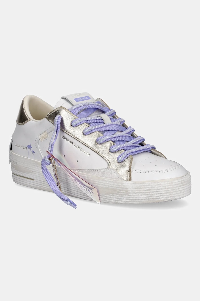 Crime London sneakersy skórzane DELUXE HEEL koturn biały 20134PP7