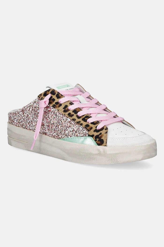 Kožené sneakers boty Crime London SK8 DELUX SABOT textilní růžová 20171PP7