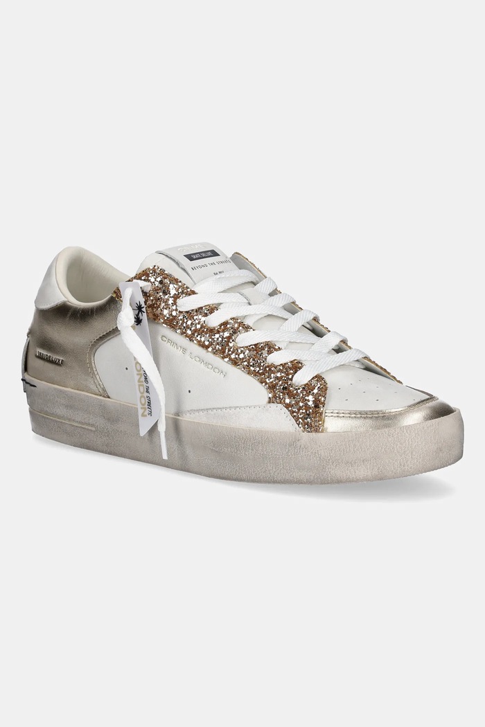 Kožené tenisky Crime London SK8 DELUXE textilný zlatá 27107PP6