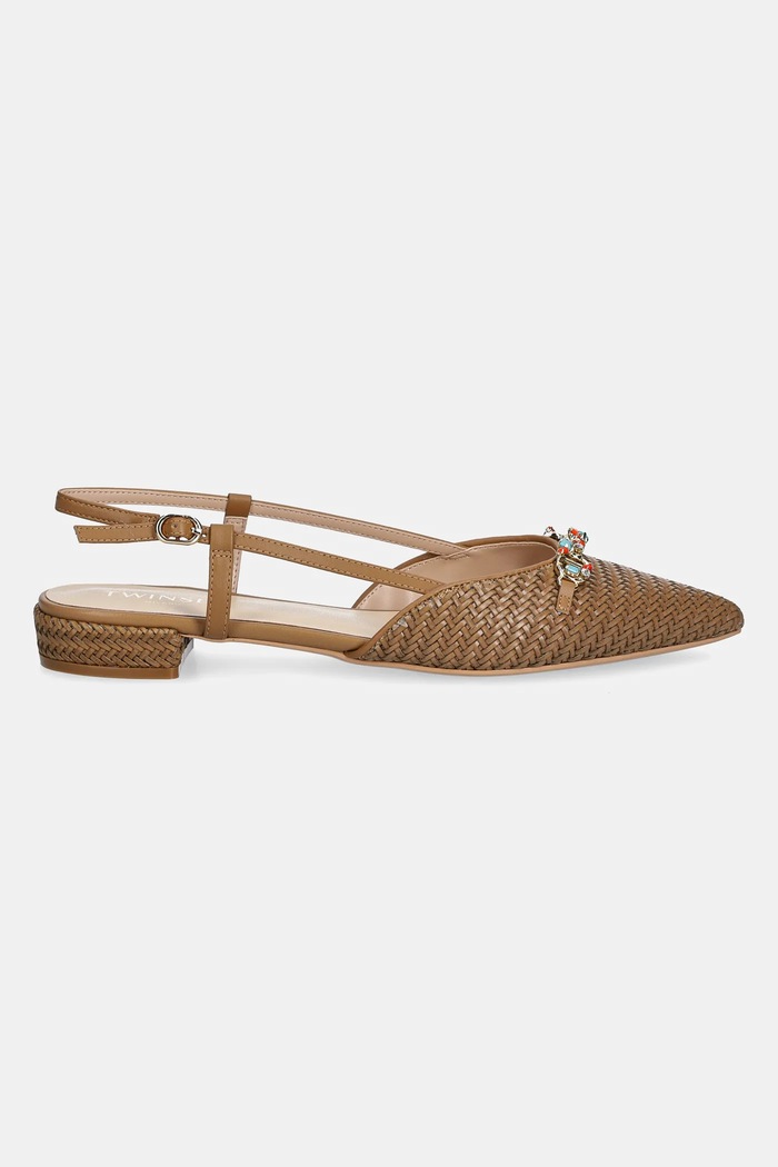 Twinset Baleriny 251TGT052.00497 brązowy SS25