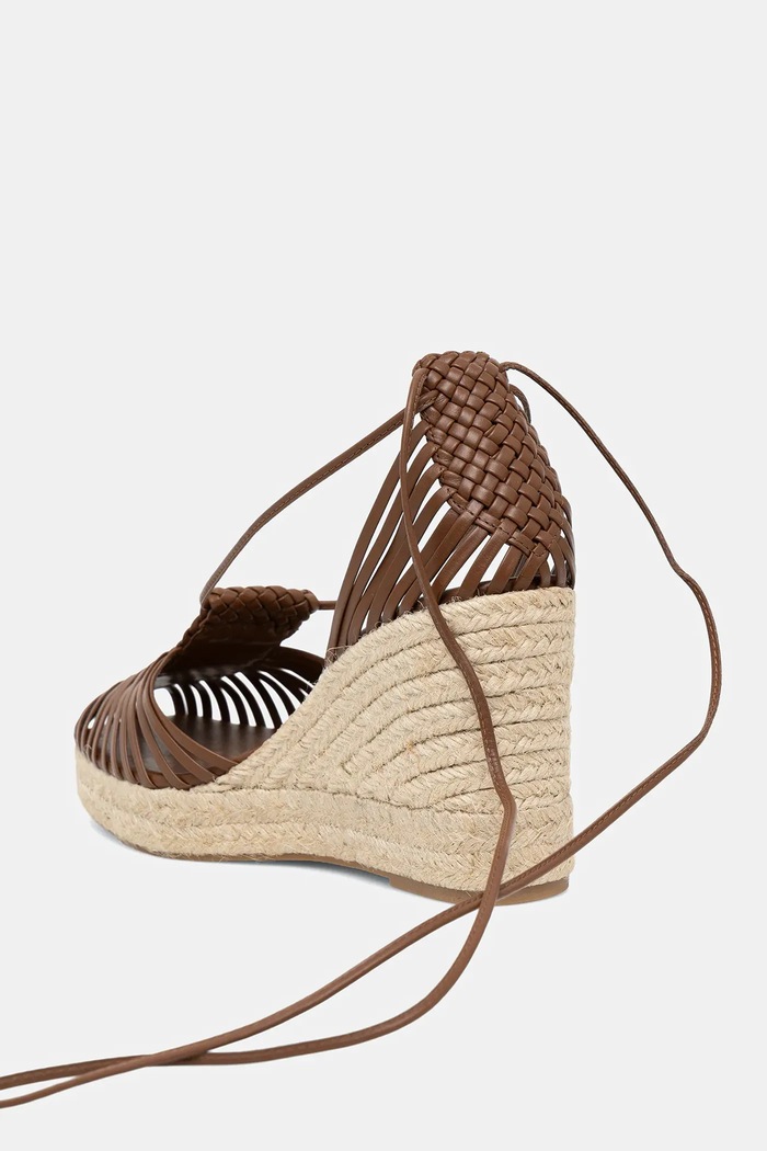 Încălțăminte Weekend Max Mara Espadrile de piele QUIRINO 2515521115600.TOBACCO maro
