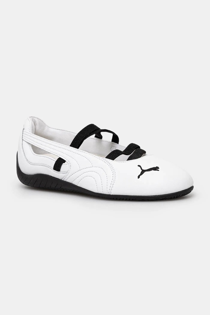Puma baleriny skórzane Speedcat Ballet tekstylny biały 403587
