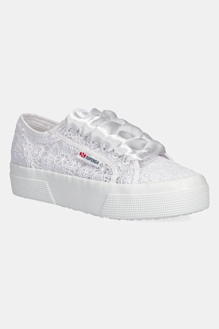 Superga tenisówki FLOWER MACRAME płaska biały S2136QW.A0A