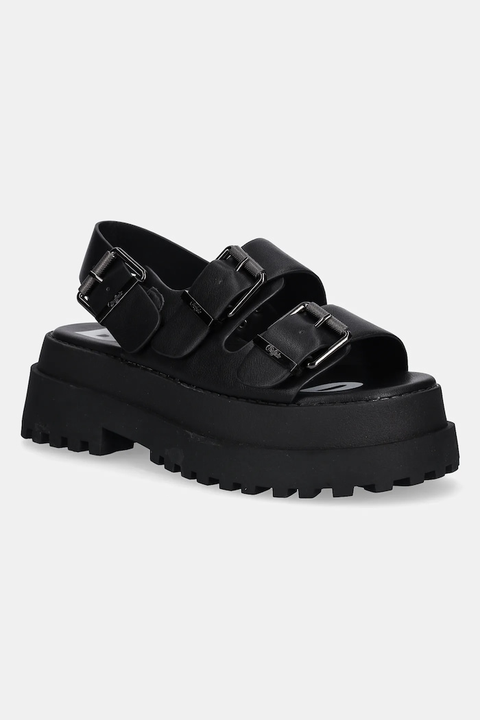 Sandále Buffalo Pluto Ari imitácia kože čierna 1602268.BLK