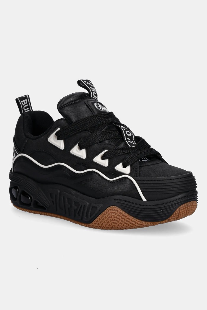 Buffalo sneakers Hero Skate finta pelle fiore nero 1636353.BLK