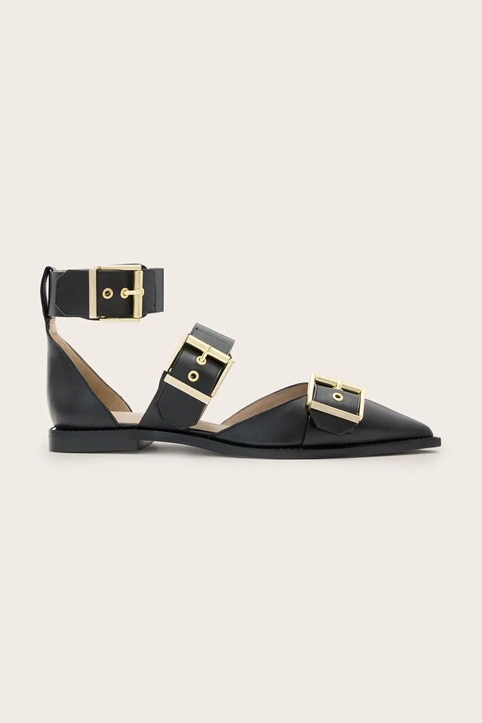 Kožené baleríny AllSaints Sutton Shoe přírodní kůže černá W010FC