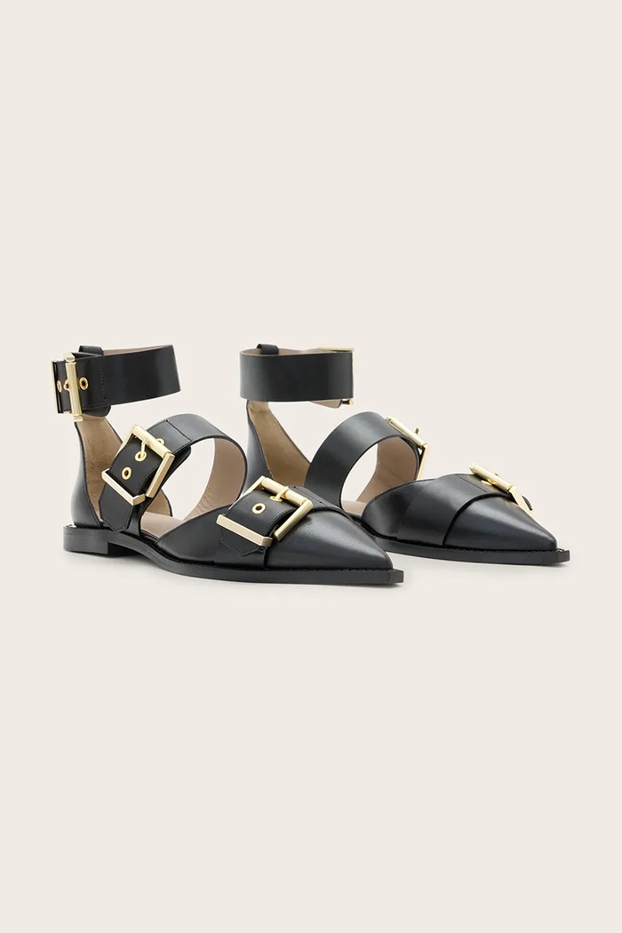 Kožené baleríny AllSaints Sutton Shoe W010FC černá SS25