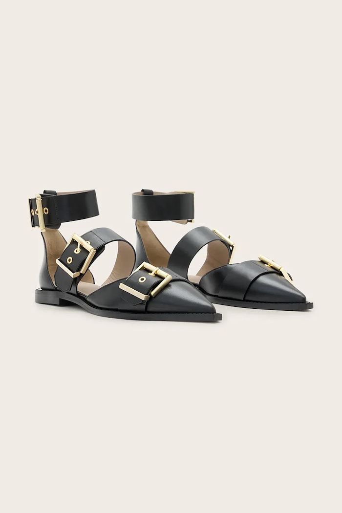 Kožené baleríny AllSaints Sutton Shoe W010FC černá SS25