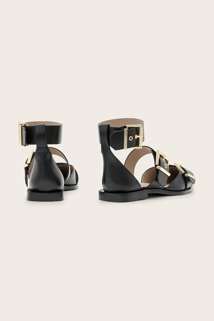 Boty Kožené baleríny AllSaints Sutton Shoe W010FC černá
