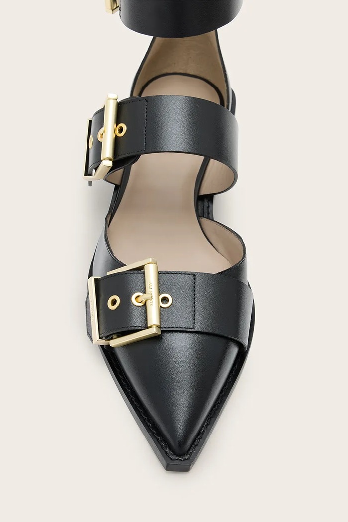 Kožené baleríny AllSaints Sutton Shoe W010FC černá