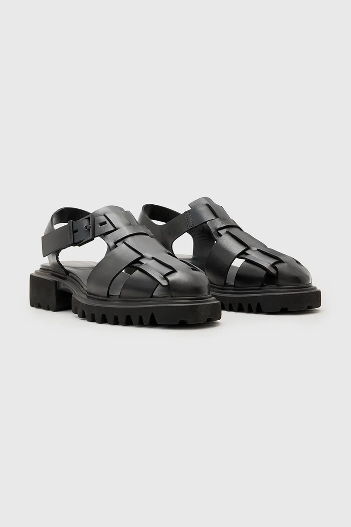 Δερμάτινα πέδιλα AllSaints Tess Sandal W041FC μαύρο SS25