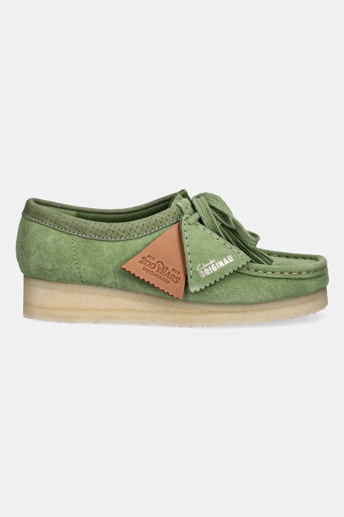 Clarks Originals pantofi din piele întoarsă Wallabee 26180167 verde SS25
