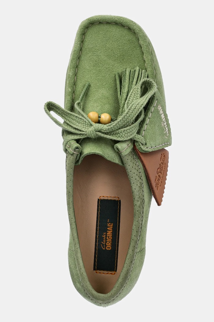 Clarks Originals pantofi din piele întoarsă Wallabee verde 26180167