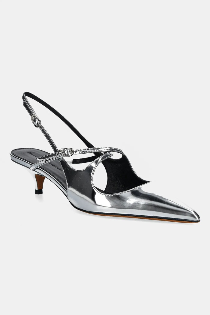 Proenza Schouler bőr tűsarkú Slash hegyes ezüst SH252038.F001WF.041