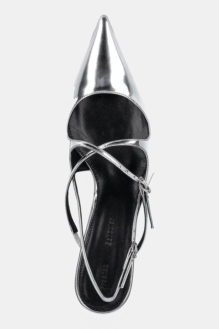 Proenza Schouler bőr tűsarkú Slash ezüst SH252038.F001WF.041