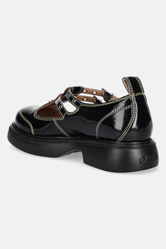 Obuwie GANNI baleriny skórzane Everyday Butterfly Mary Jane Naplack S2928 czarny