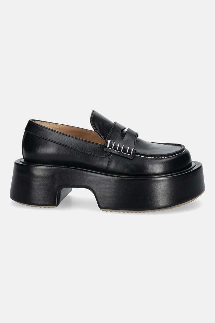 Кожени мокасини JW Anderson Platform Moccasin FW0169.LA0020.999 черен SS25
