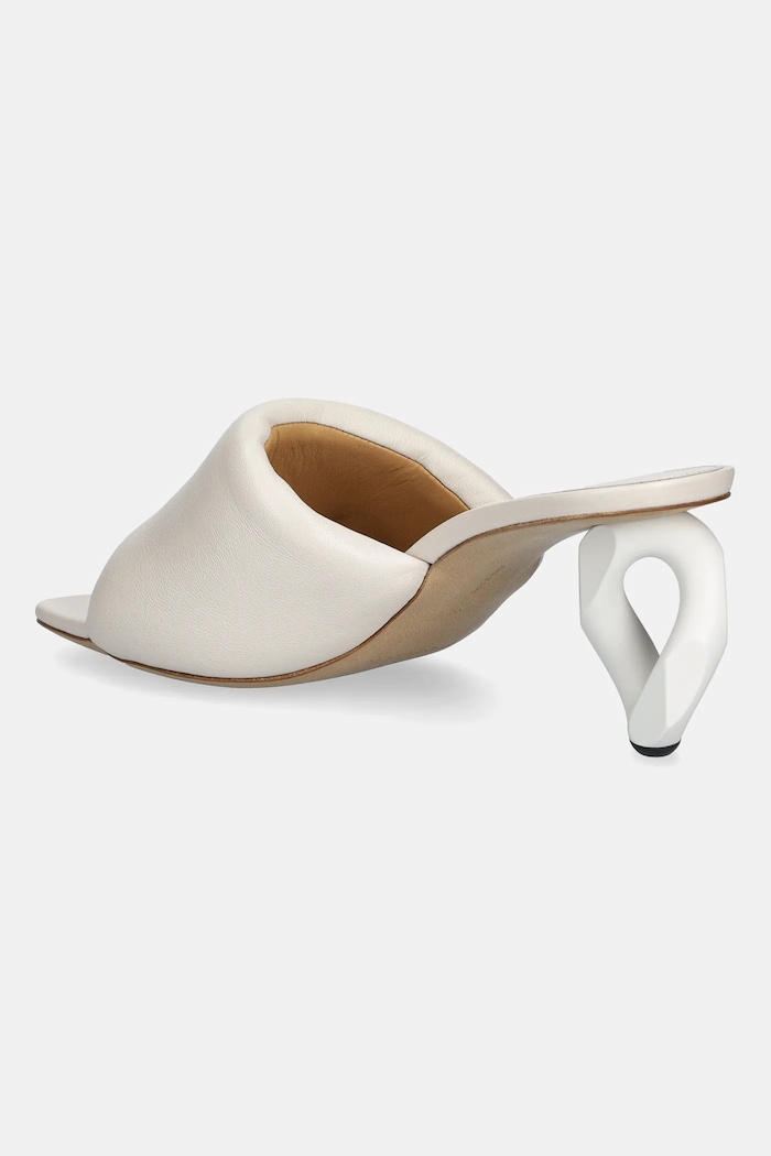 Obuwie JW Anderson klapki skórzane Chain Heel Open Mule SN0100.LA0161.002 beżowy