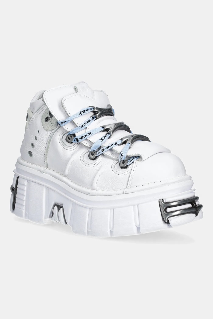 Кожени маратонки New Rock платформа бял M.106.C187