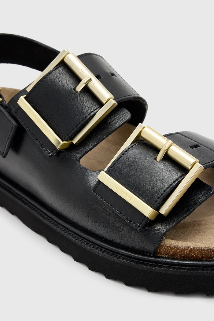 Кожени сандали AllSaints Isla Sandal черен W043FC.BLK