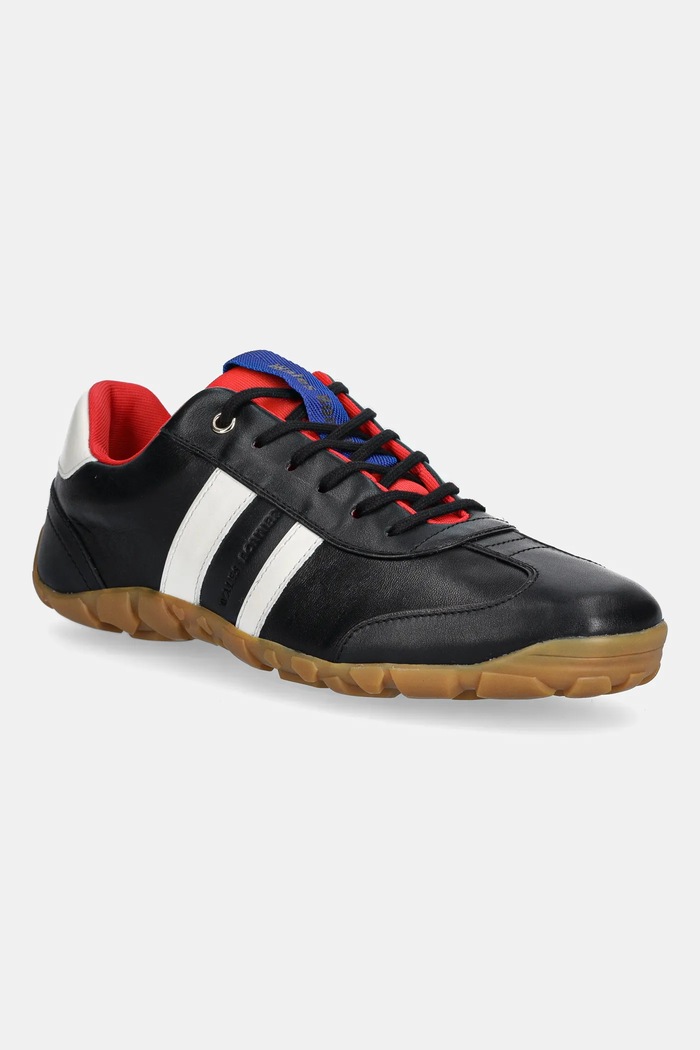 Δερμάτινα sneakers Wales Bonner φλατ μαύρο WBW43020B