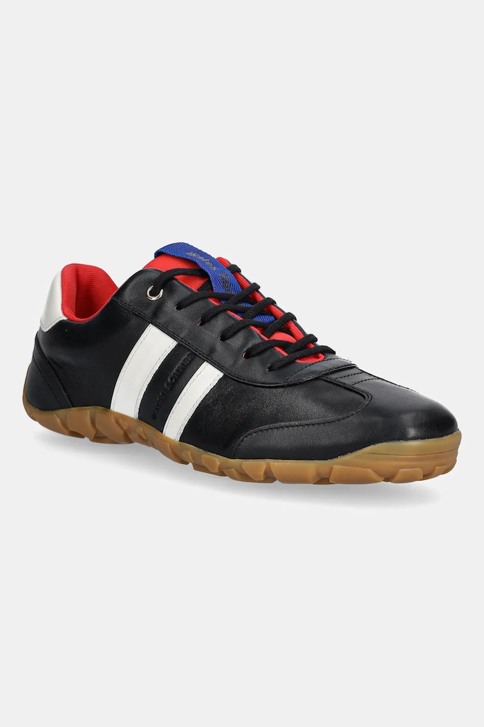 Δερμάτινα sneakers Wales Bonner φλατ μαύρο WBW43020B