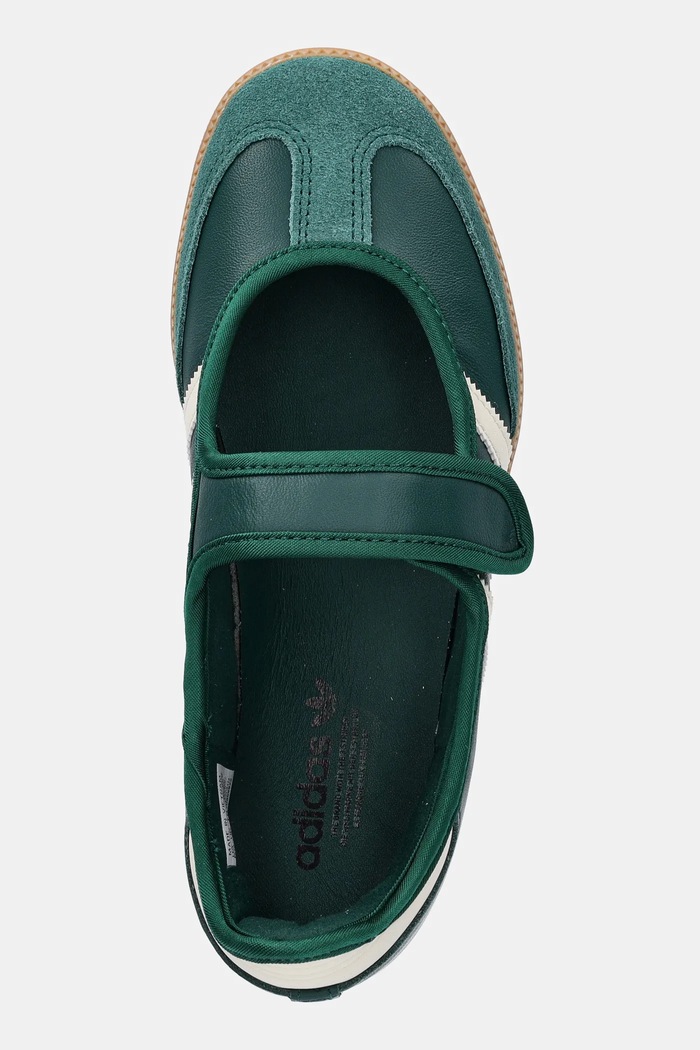 adidas Originals kids' leather ballet flats Samba Jane W green JR7340