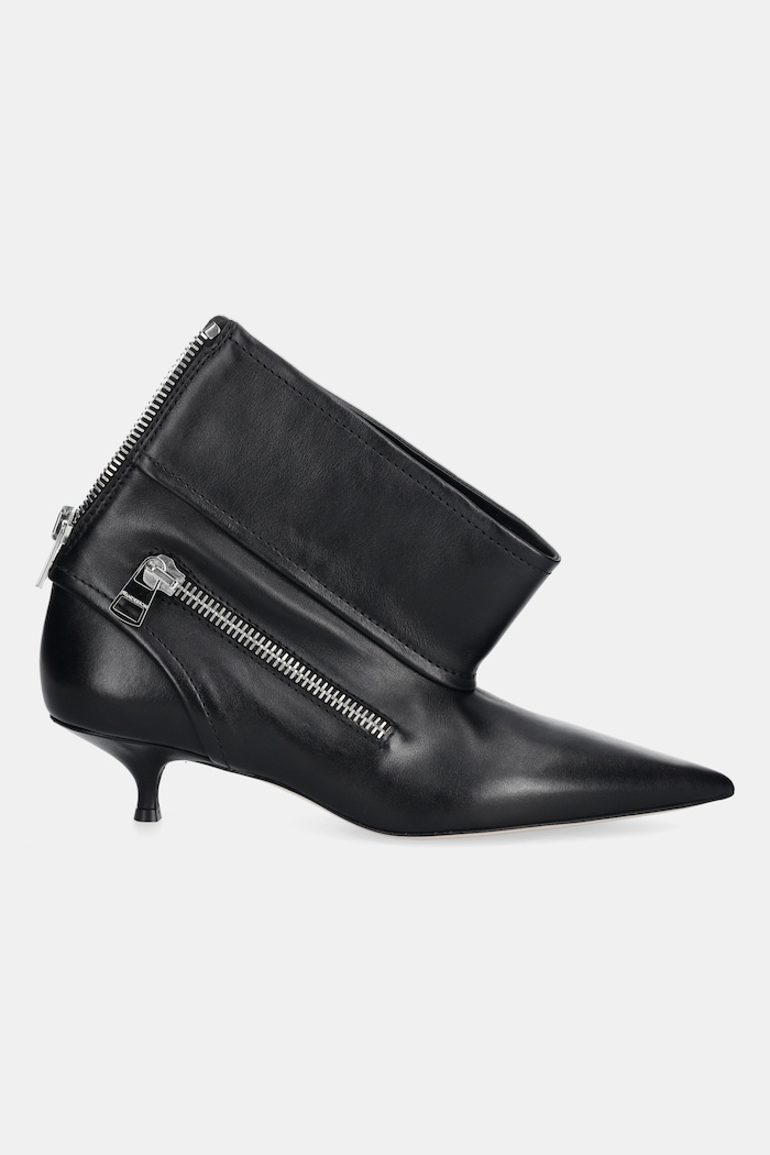 JW Anderson stivaletti alla caviglia in pelle Biker Kitten Heel BT0105.LA0268 nero SS25