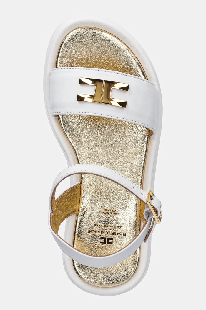 Elisabetta Franchi sandały skórzane dziecięce biały F4A2.E0295.30.34