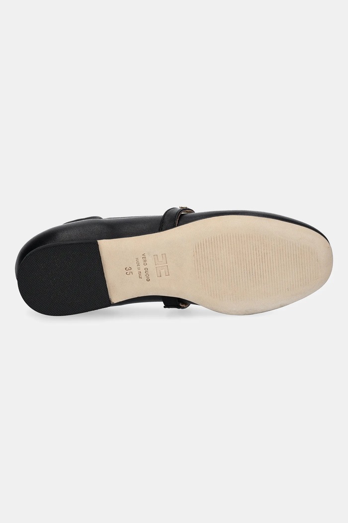 Elisabetta Franchi baleriny skórzane dziecięce F4A3.E0209.35.38 czarny
