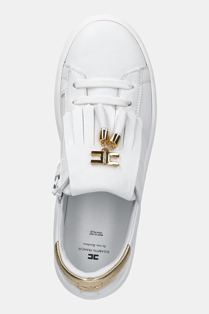 Elisabetta Franchi sneakersy skórzane dziecięce biały F4A9.E0232