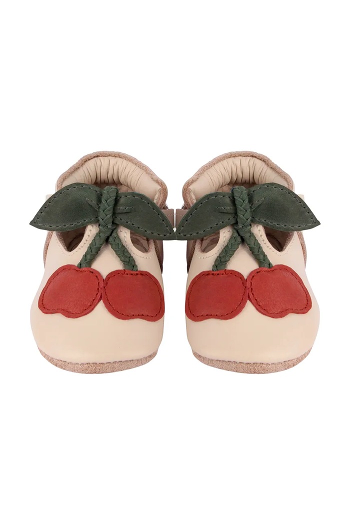 Момиче Бебешки кожени обувки Donsje Nanoe Shoes Cherry 1005015 бежов