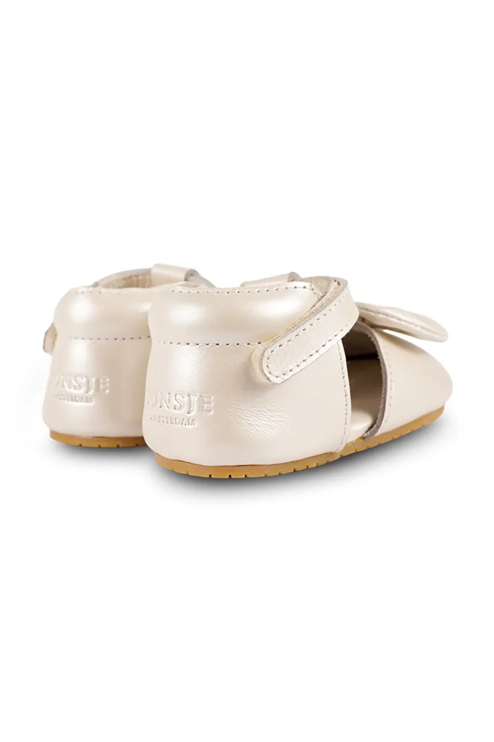 Fete Donsje balerini din piele pentru bebelusi Meau Shoes 1038900 bej