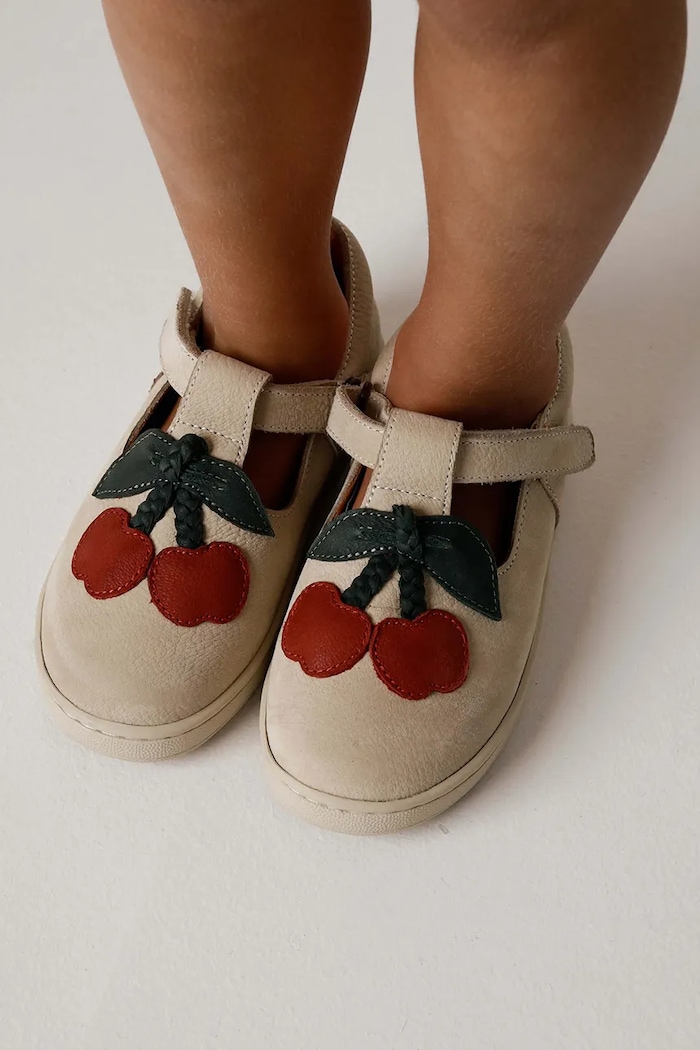 Detské kožené poltopánky Donsje Lowy Shoes Cherry Darčekový box béžová 2029102