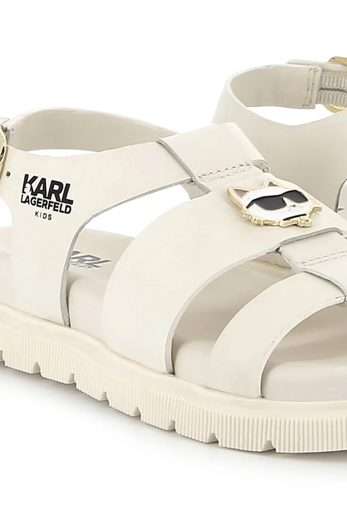 Детски сандали от кожа Karl Lagerfeld Z30372.36.39 бежов