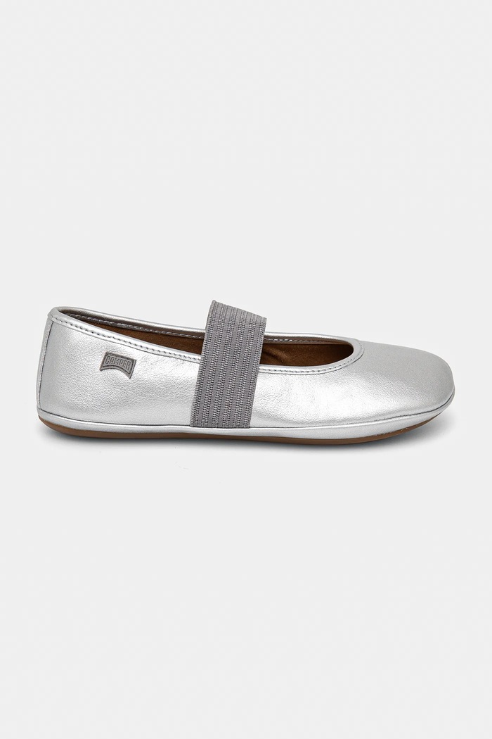 Camper balerini din piele pentru copii Right Kids argintiu 80025.28.34