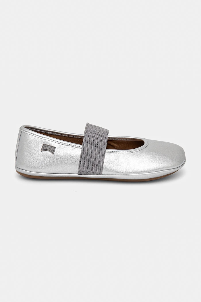 Camper balerini din piele pentru copii Right Kids argintiu 80025.28.34