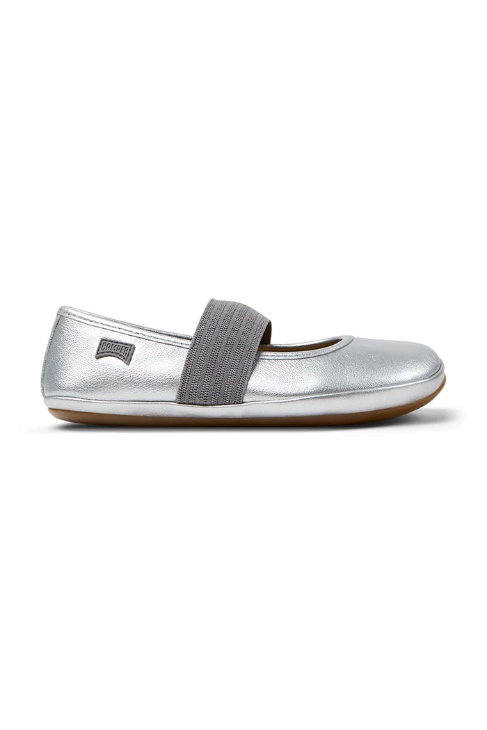 Camper balerini din piele pentru copii Right Kids argintiu 80025.35.38