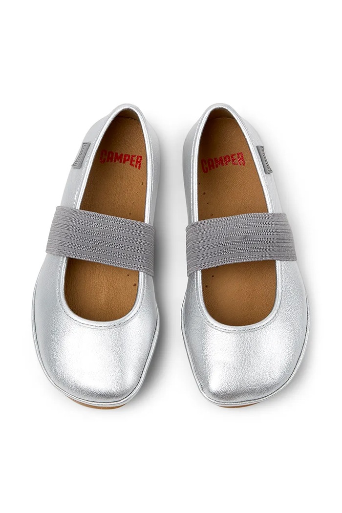 Camper balerini din piele pentru copii Right Kids argintiu 80025.35.38