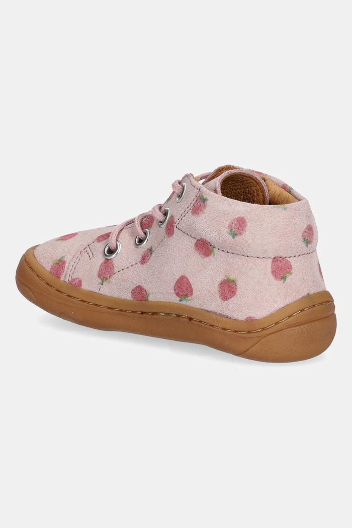 Fete Froddo pantofi din piele intoarsa pentru copii BAREFOOT FIRST STEP LACES G2130325.G.21.24 roz