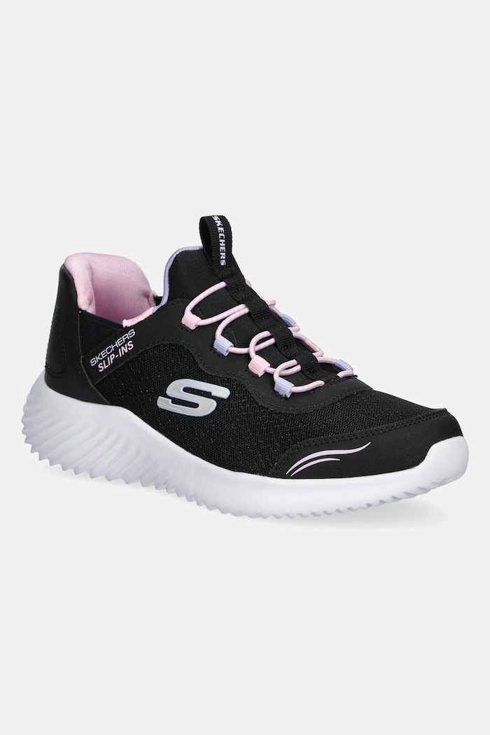 Παιδικά sneakers Skechers BOUNDER απομίμηση λείου δέρματος μαύρο 303585L