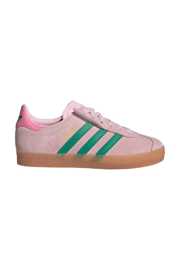 Detské semišové tenisky adidas Originals GAZELLE usňová koža ružová JQ7837