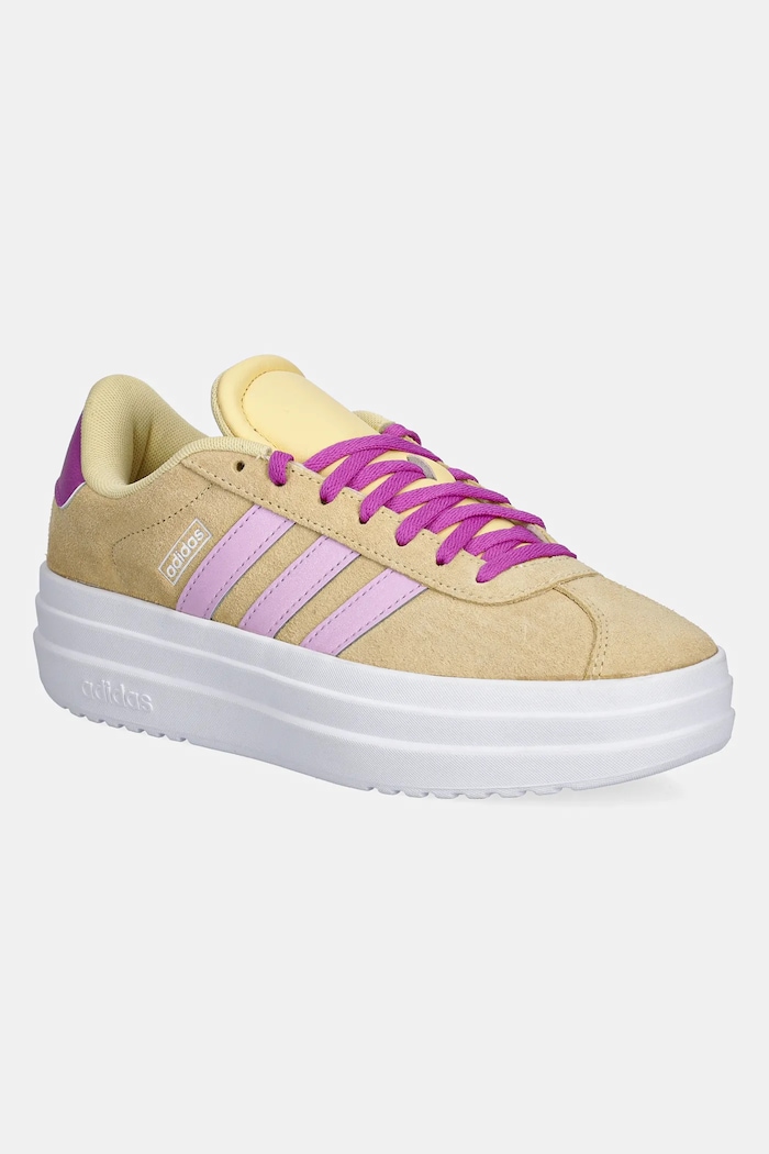 adidas sneakersy zamszowe dziecięce VL COURT BOLD imitacja skóry licowej żółty JI1019